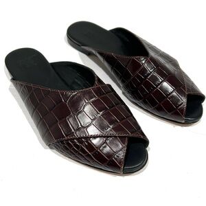 TRADEMARK FAUX CROC SANDAL - BROWN/BLACK Size 37 (7 US)